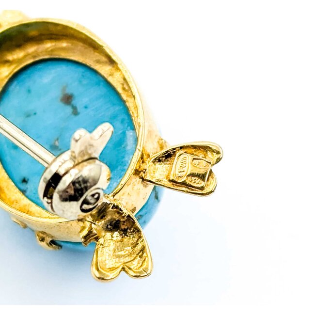 Brooch Intellectual Dog 18x13mm Turquoise 18ky 1.9x.6" 11.92g 225010088