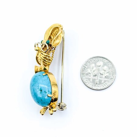 Brooch Intellectual Dog 18x13mm Turquoise 18ky 1.9x.6" 11.92g 225010088