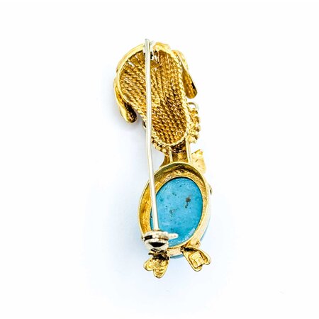 Brooch Intellectual Dog 18x13mm Turquoise 18ky 1.9x.6" 11.92g 225010088