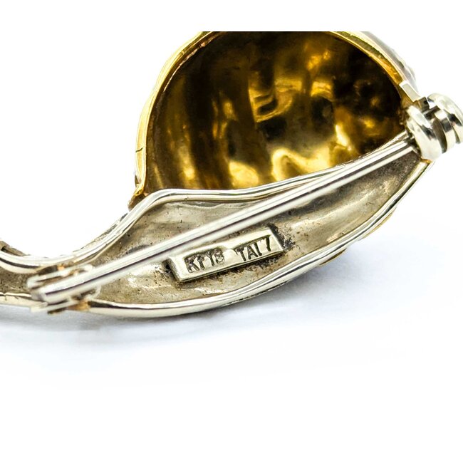 Brooch Mid-Century Snail .02ctw Rubies 18kw 1.5x.7" 9.02g 225010098