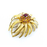  Brooch Flower Design .85ctw Rubies 18ky 1.75x1.55" 18g 225010076
