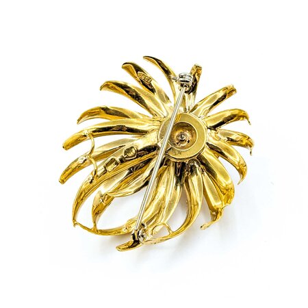 Brooch Flower Design .85ctw Rubies 18ky 1.75x1.55" 18g 225010076