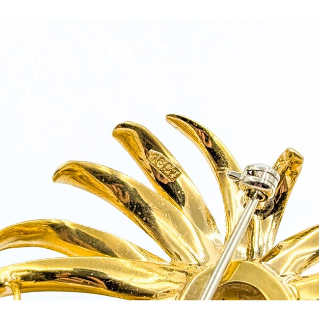 Brooch Flower Design .85ctw Rubies 18ky 1.75x1.55" 18g 225010076