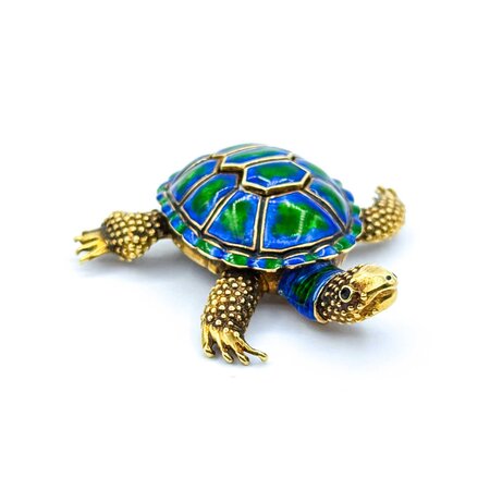 Brooch Sea Turtle Blue & Green Enamel 14ky 2.25x1.75" 18.2g 225010090