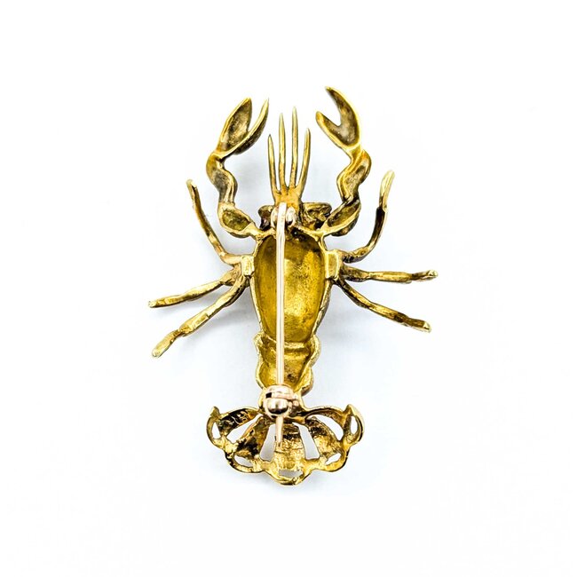 Brooch Mid-Century, Lobster .14ctw Rubies 18ky 1.6x1.25" 9.5g 225010102