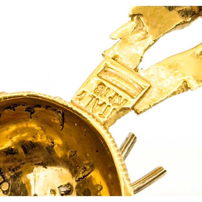 Brooch Mid-Century Whimsical Rabbit .04ctw Round Diamonds .08ct Ruby 18ky 1.75x1.25" 10.27g 225010097