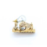  Brooch Duck Motif .27ctw Round Diamonds 15x12mm Pearl 18x15mm Pearl 14ky 1.4x1.1" 18.63g 225010091