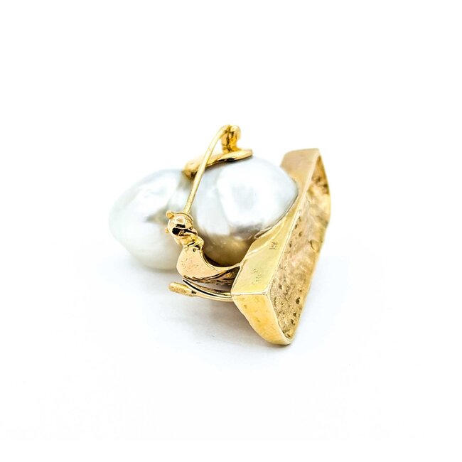 Brooch Duck Motif .27ctw Round Diamonds 15x12mm Pearl 18x15mm Pearl 14ky 1.4x1.1" 18.63g 225010091