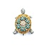 Brooch Tortoise .61ctw Round Diamonds 2mm Turquoise Beeds 14ktt 1.75x1.25" 19.71g 225010103