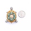 Brooch Tortoise .61ctw Round Diamonds 2mm Turquoise Beeds 14ktt 1.75x1.25" 19.71g 225010103
