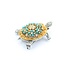Brooch Tortoise .61ctw Round Diamonds 2mm Turquoise Beeds 14ktt 1.75x1.25" 19.71g 225010103