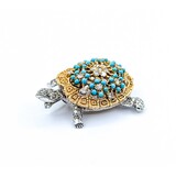  Brooch Tortoise .61ctw Round Diamonds 2mm Turquoise Beeds 14ktt 1.75x1.25" 19.71g 225010103