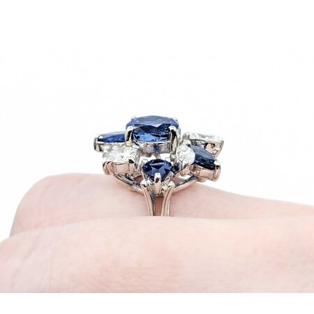Ring .78ctw Round & Marquise Diamonds 1.99ct GIA Unheated Sapphire 1.60ctw Accent Sapphires 14kw .75x.55" Sz6 5.74g 225010054
