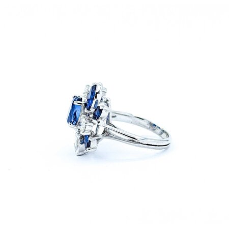 Ring .78ctw Round & Marquise Diamonds 1.99ct GIA Unheated Sapphire 1.60ctw Accent Sapphires 14kw .75x.55" Sz6 5.74g 225010054