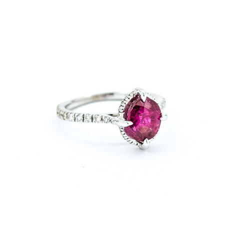 Ring Burma Orgin .18ct Round Diamonds 1.66ct GRS Unheated Ruby 18kw 10x9mm Sz5 2.71g 225010068
