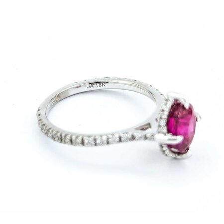 Ring Burma Orgin .18ct Round Diamonds 1.66ct GRS Unheated Ruby 18kw 10x9mm Sz5 2.71g 225010068