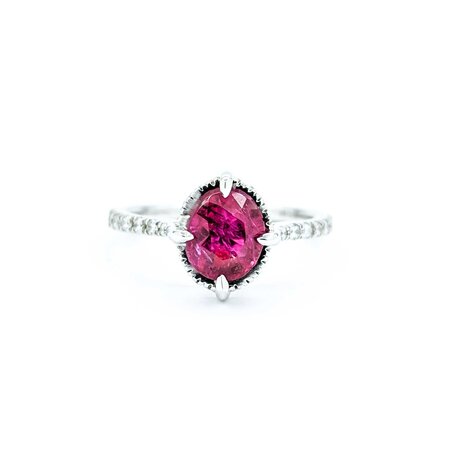Ring Burma Orgin .18ct Round Diamonds 1.66ct GRS Unheated Ruby 18kw 10x9mm Sz5 2.71g 225010068