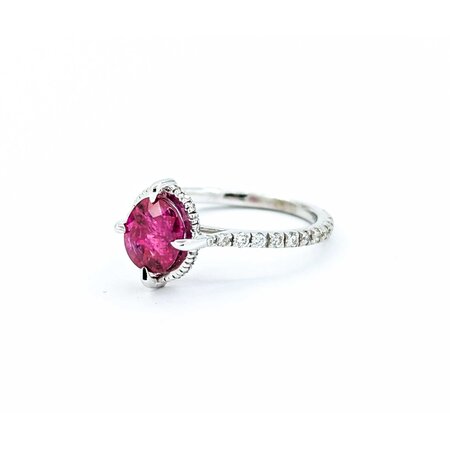 Ring Burma Orgin .18ct Round Diamonds 1.66ct GRS Unheated Ruby 18kw 10x9mm Sz5 2.71g 225010068