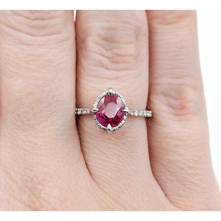 Ring Burma Orgin .18ct Round Diamonds 1.66ct GRS Unheated Ruby 18kw 10x9mm Sz5 2.71g 225010068