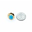 Earrings Mid-Century, Omegaback Stud 10x8mm Turquoise 14ky .6x.5" 5.34g 225010101