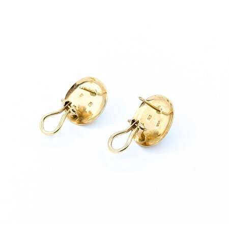 Earrings Mid-Century, Omegaback Stud 10x8mm Turquoise 14ky .6x.5" 5.34g 225010101