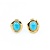 Earrings Mid-Century, Omegaback Stud 10x8mm Turquoise 14ky .6x.5" 5.34g 225010101