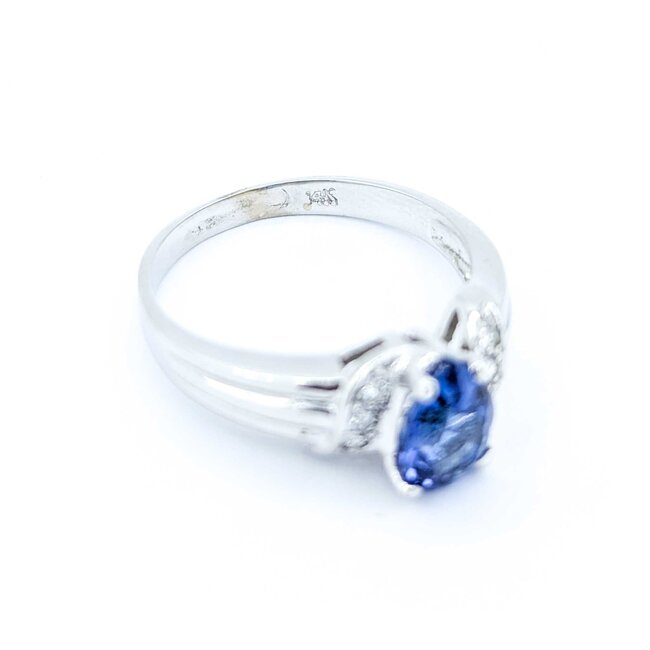 Ring .06ctw Round Diamonds 1.06ct Blue Tanzanite 14kw Sz6.5 2.99g 225010104