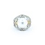 Ring Milgrain .65ctw Round & Marquise Diamonds 11mm Pearl 18tt .6" Sz7.25 8.31g 225010059