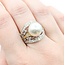 Ring Milgrain .65ctw Round & Marquise Diamonds 11mm Pearl 18tt .6" Sz7.25 8.31g 225010059