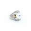 Ring Milgrain .65ctw Round & Marquise Diamonds 11mm Pearl 18tt .6" Sz7.25 8.31g 225010059