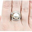 Ring Milgrain .65ctw Round & Marquise Diamonds 11mm Pearl 18tt .6" Sz7.25 8.31g 225010059