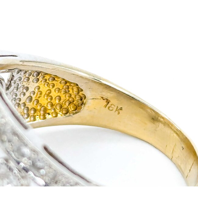 Ring Milgrain .65ctw Round & Marquise Diamonds 11mm Pearl 18tt .6" Sz7.25 8.31g 225010059