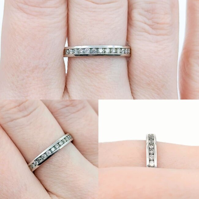 Ring Channel Set .25ctw Round Diamonds 14kw 3mm sz7.5 2.5g 225010050