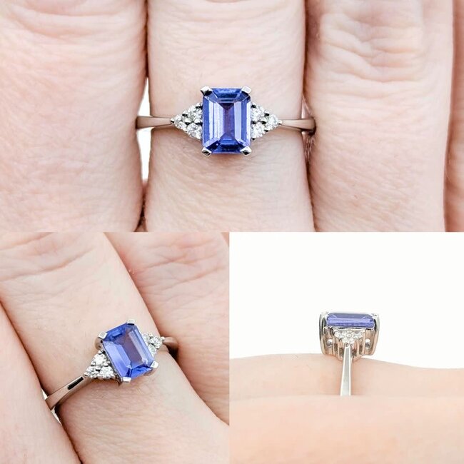 Ring .04ctw Round Diamonds 1ct Purple Tanzanite 14kw Sz7 2.87g 225010082