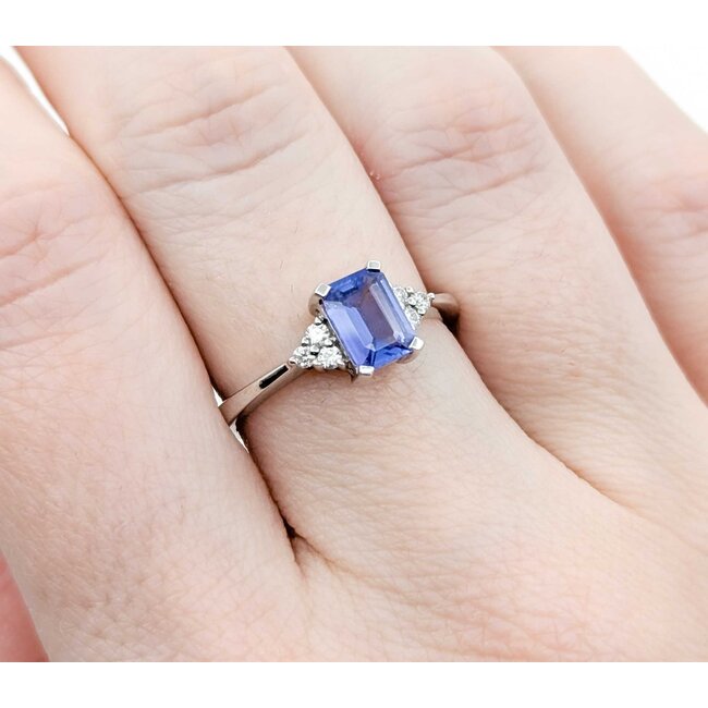 Ring .04ctw Round Diamonds 1ct Purple Tanzanite 14kw Sz7 2.87g 225010082