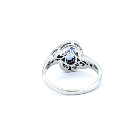 Ring .44ctw Baguette Diamonds 1.00ct Sapphire 18kw Sz6.5 4.54g 225010085