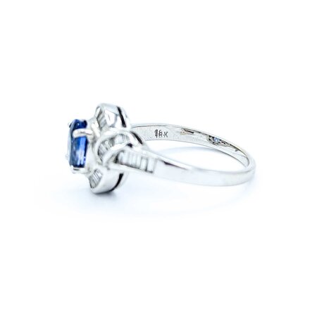Ring .44ctw Baguette Diamonds 1.00ct Sapphire 18kw Sz6.5 4.54g 225010085