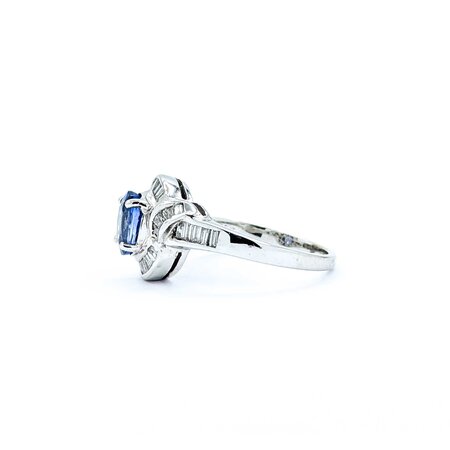 Ring .44ctw Baguette Diamonds 1.00ct Sapphire 18kw Sz6.5 4.54g 225010085