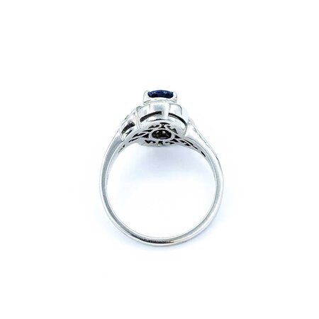 Ring .44ctw Baguette Diamonds 1.00ct Sapphire 18kw Sz6.5 4.54g 225010085