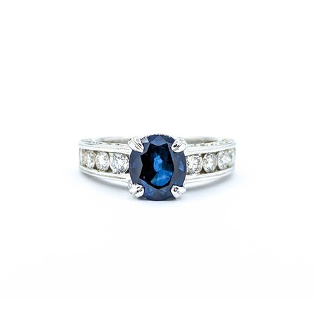 Ring .40ctw Round Diamonds 2.21ct Sapphire 18kw Sz6 6g 225010078