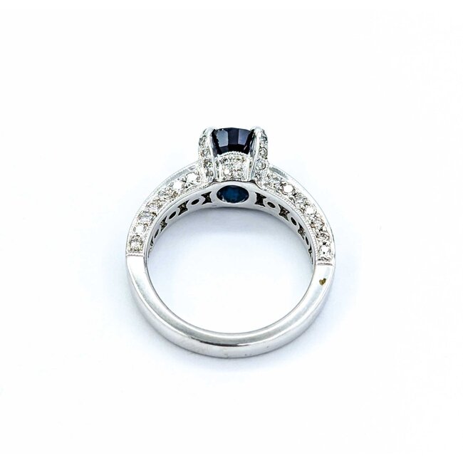 Ring .40ctw Round Diamonds 2.21ct Sapphire 18kw Sz6 6g 225010078