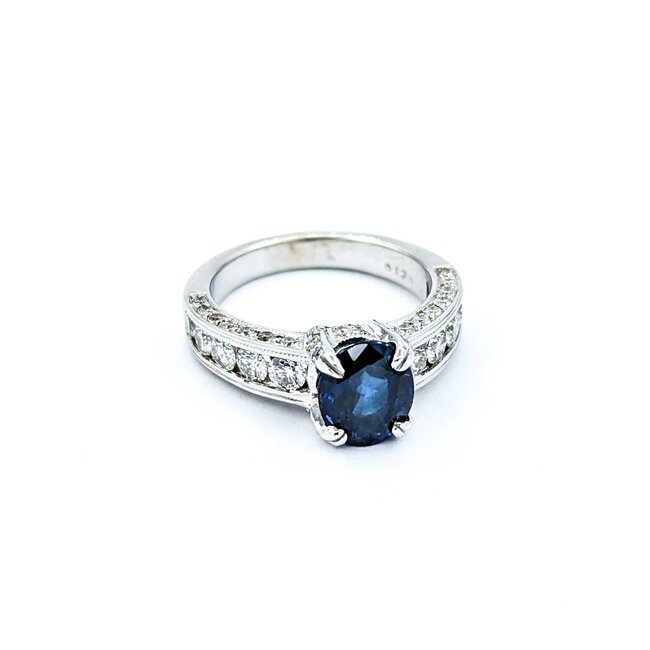 Ring .40ctw Round Diamonds 2.21ct Sapphire 18kw Sz6 6g 225010078