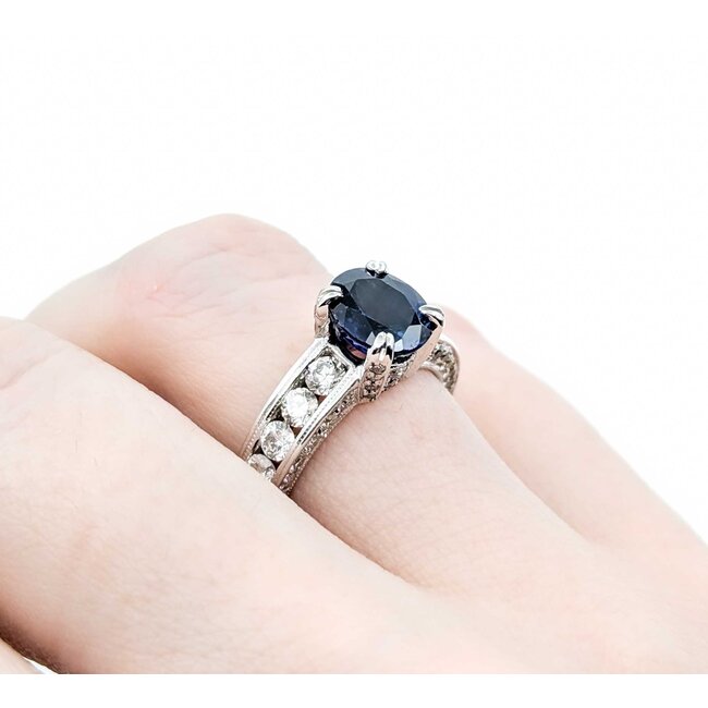 Ring .40ctw Round Diamonds 2.21ct Sapphire 18kw Sz6 6g 225010078