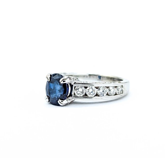 Ring .40ctw Round Diamonds 2.21ct Sapphire 18kw Sz6 6g 225010078