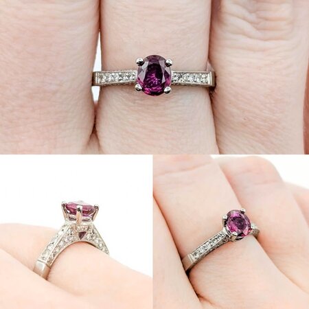 Ring Milgrain .38ctw Round Diamonds .72ct Ruby 950pt Sz6.5 5.05g 225010071