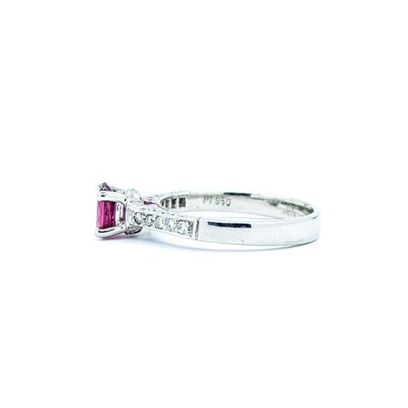 Ring Milgrain .38ctw Round Diamonds .72ct Ruby 950pt Sz6.5 5.05g 225010071