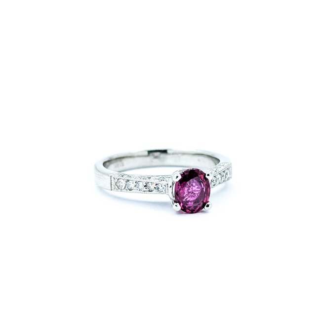 Ring Milgrain .38ctw Round Diamonds .72ct Ruby 950pt Sz6.5 5.05g 225010071