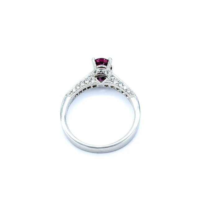 Ring Milgrain .38ctw Round Diamonds .72ct Ruby 950pt Sz6.5 5.05g 225010071