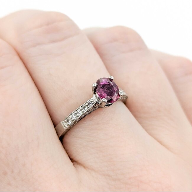 Ring Milgrain .38ctw Round Diamonds .72ct Ruby 950pt Sz6.5 5.05g 225010071
