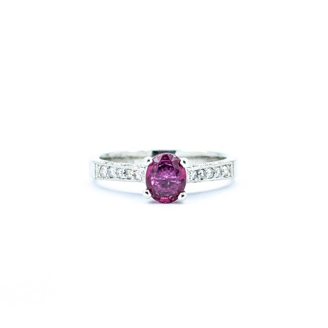 Ring Milgrain .38ctw Round Diamonds .72ct Ruby 950pt Sz6.5 5.05g 225010071